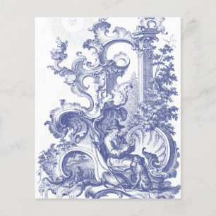 Flyer Elegante Toile Barroca Francesa Azul