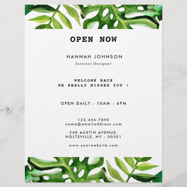 Flyer Elegante Tropical Interior Designer (Frente)