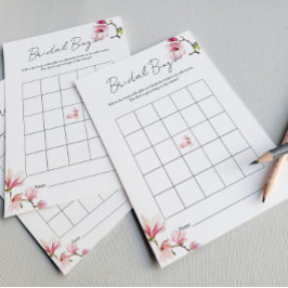 Flyer Elegante Watercolor Magnolia Chá de panela Bingo