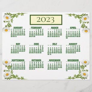 Flyer Elegantes Corte de Margaridas Calendário 2023 Folh
