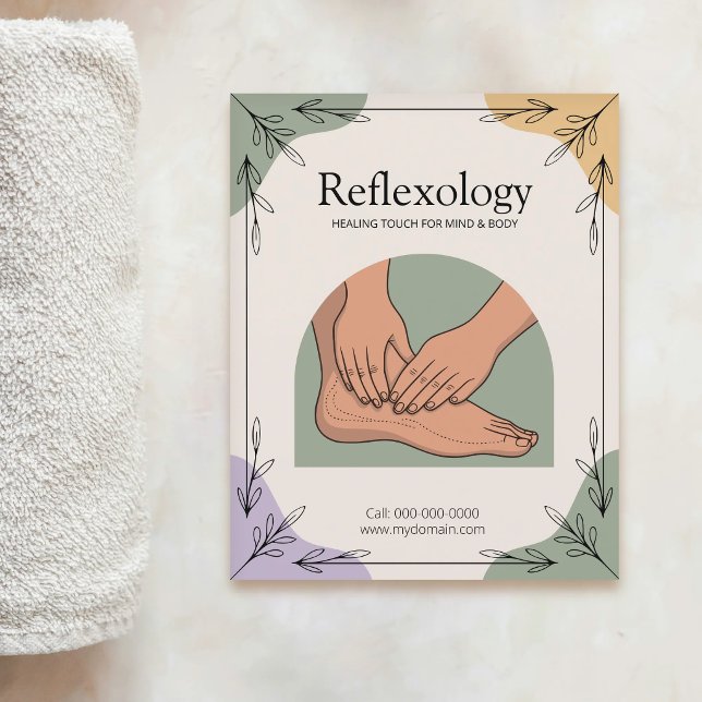 Flyer Elementos Botânicos & Tons Terrosos - Reflexologia (Botanical Elements & Earth Tones - Reflexology Flyer)