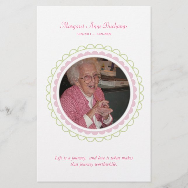 Flyer Em Memoriam Loving Memory Funeral Foto Saída (Frente)