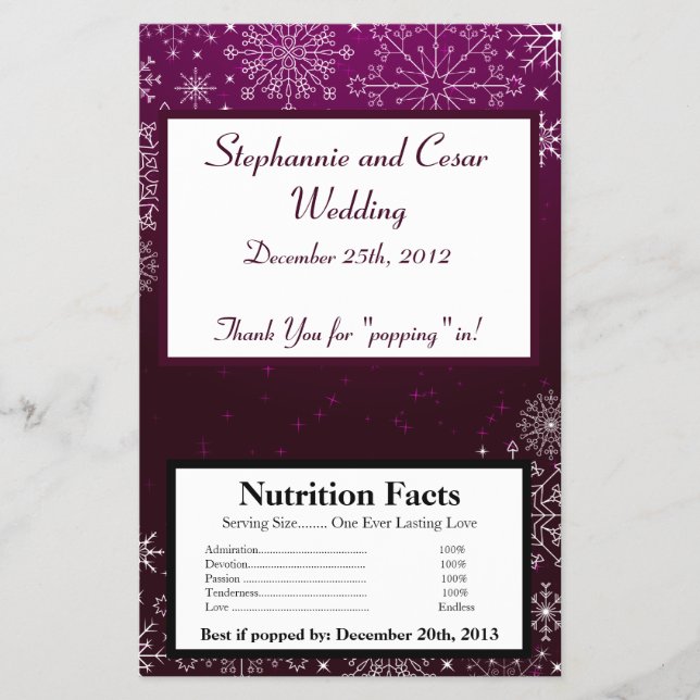 Flyer Embalagem de Pipoca de Micro-ondas Estrelas Roxas  (Frente)