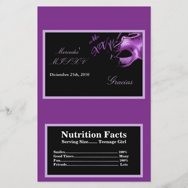 Flyer Embalagem de Pipoca para Micro-ondas Mis XV Roxo M (Frente)