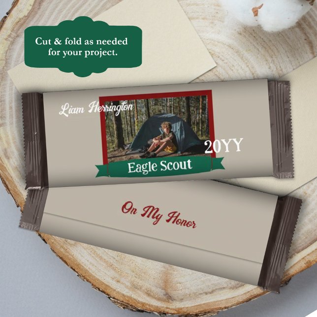 Flyer Embrulho de Barra de Chocolate Eagle Scout Verde,  (green and burgundy red eagle scout court of honor candy bar wrapper, diy chocolate bar label, favors)