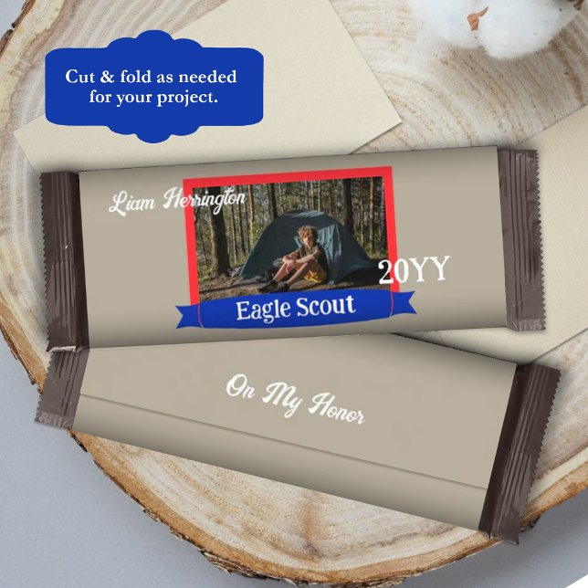 Flyer Embrulho de Barra de Chocolate Eagle Scout Vermelh (Red, blue, beige Eagle Scout Court of Honor Chocolate Bar Label, DIY candy bar wrapper)