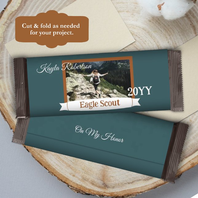 Flyer Embrulho de Barra de Chocolate Verde Turquesa, Águ (teal green copper eagle scout court of honor diy candy bar label, personalized chocolate bar wrapper)