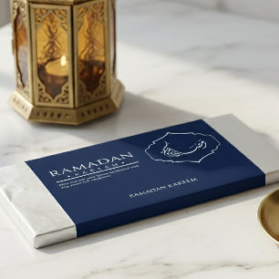 Flyer Embrulho de Chocolate Barra Ramadan Kareem Azul Ma
