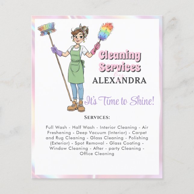 Flyer Empregada Doméstica Serviço de Limpeza de Casa Ros (Frente)