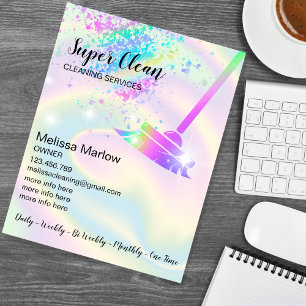 Flyer Empregada Limpeza Casa Brilhante Negócios Hologram