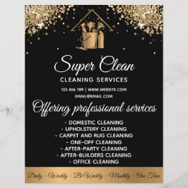 Flyer Empregada Moderna Limpeza Casa Brilho Dourado Lant