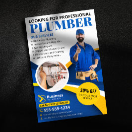 Flyer Empreiteiro de Encanação Encanador Profissional Az