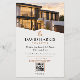 Flyer Empresa de Imóveis de Luxo Moderna Preta e Cobre