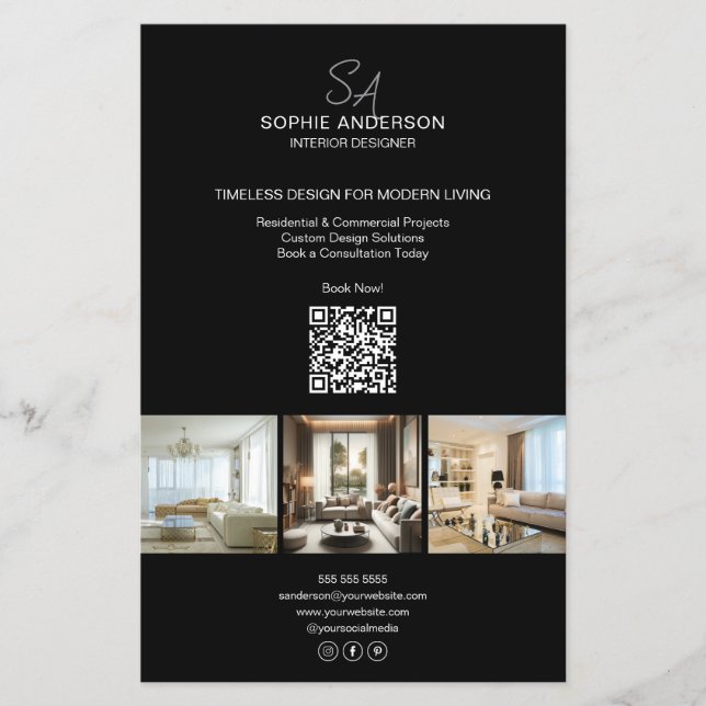 Flyer Empresa profissional de fotografia a preto no mono (Frente)