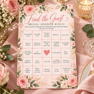 Flyer Encontre o Bingo de Chuva de Noiva Floral Blush