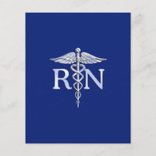 Flyer Enfermeira Registrada RN Caduceus em Azul Marinho
