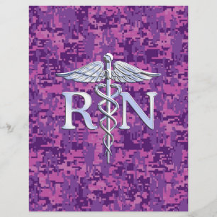 Flyer Enfermeiro Registrado RN Caduceus em Pink Camo