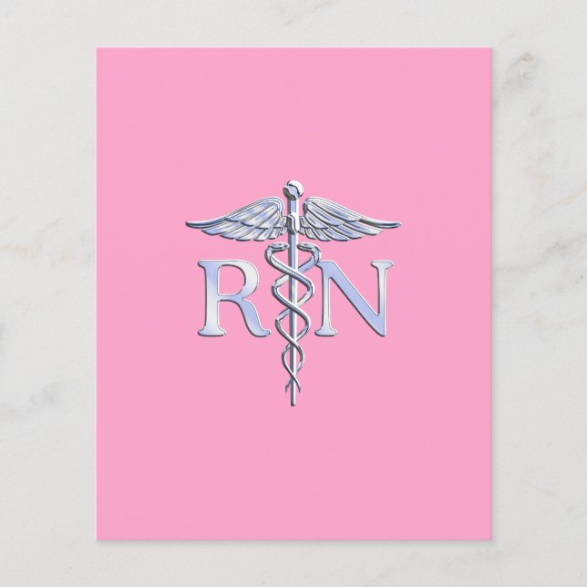 Flyer Enfermeiro Registrado RN Caduceus em Rosas claro (Frente)