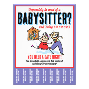 Flyer Engraçado Babysitting Child Care Promo