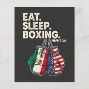 Flyer engraçado comer dormir repetir boxe