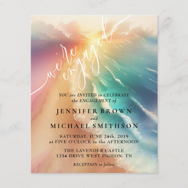 Flyer Envolvemos Ocean Beach Watercolor Summer Sun (Frente)