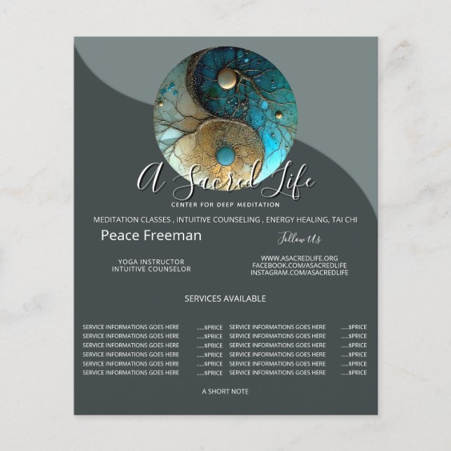 Flyer Equilíbrio Sagrado | Símbolo Yin Yang (Frente)