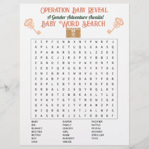 Flyer Escape Room Gender Revetre Baby Word Search