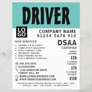 Flyer Escola de condução em negros modernos, publicida