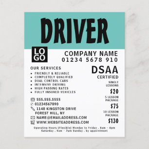 Flyer Escola de condução moderna, propaganda instrutora