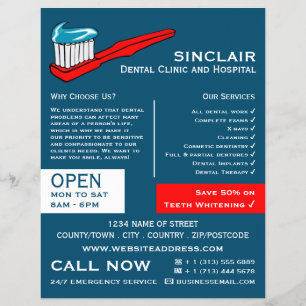 Flyer Escova de dentes e pasta de dentes, Odontologia, A