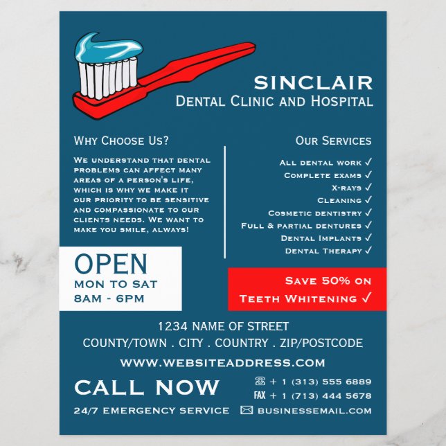 Flyer Escova de dentes e pasta de dentes, Odontologia, A (Frente)