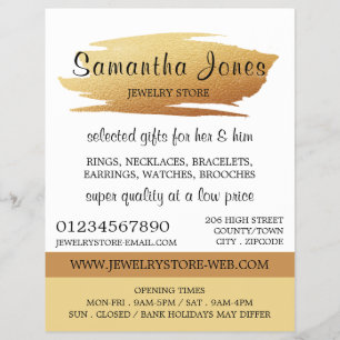 Flyer Escova Dourada Moderna, Bruto, Loja de Joias