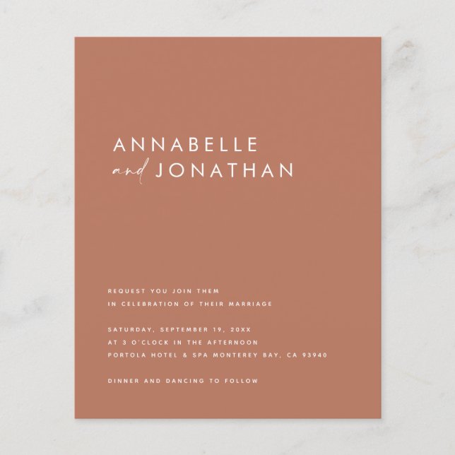 Flyer Escrito de terracotta moderno návi de casamento co (Frente)