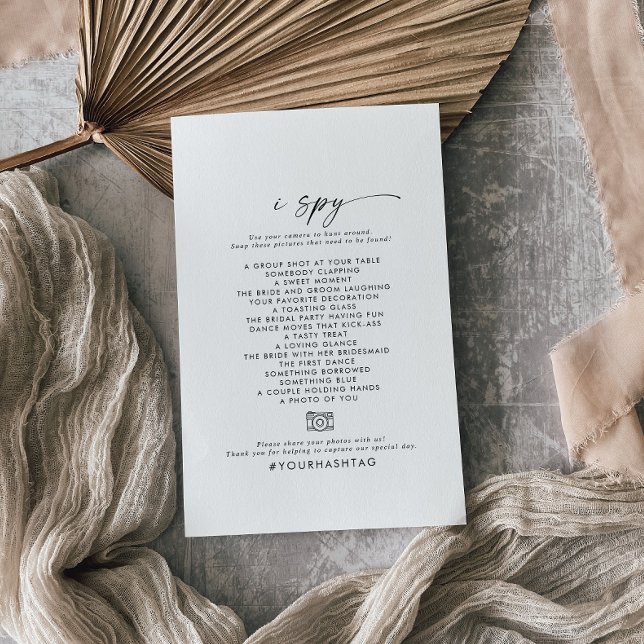 Flyer Escrito Moderno I Spy Casamento Foto Scavenger Hun (Criador carregado)