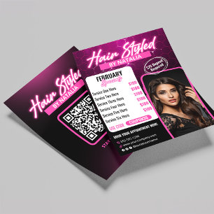 Flyer Especial de Salão de Cabelo Preto e Rosa Moderno