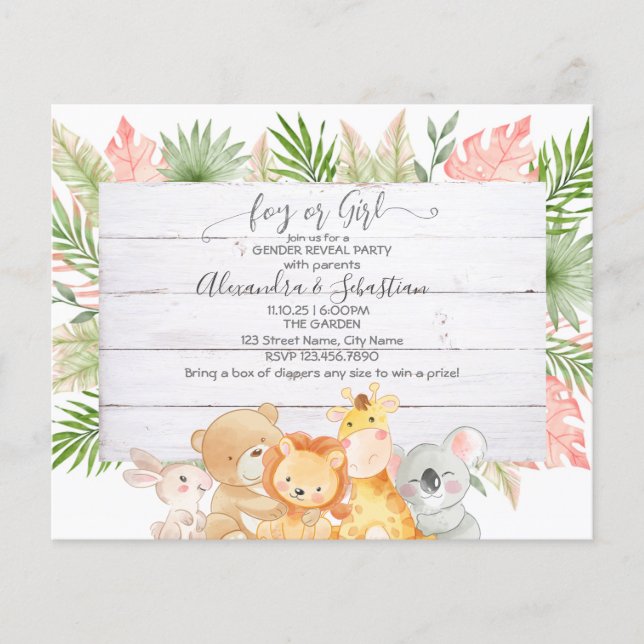 Flyer Espécie Florestal de Cores Aquáticas Sexo Revelar  (Frente)