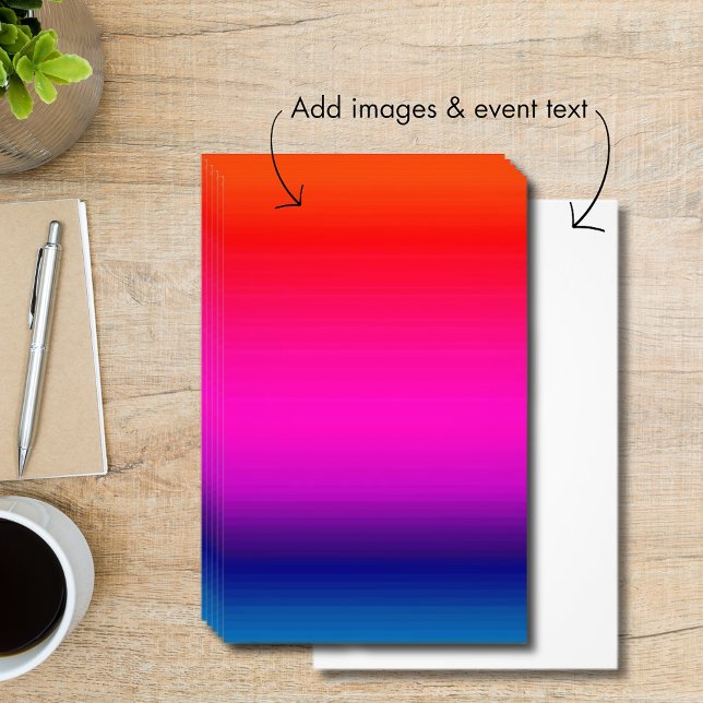 Flyer Espectro de Cores Horizontais Vermelho Roxo Azul (Spectrum of Horizontal Colors Red Purple Blue Flyer)