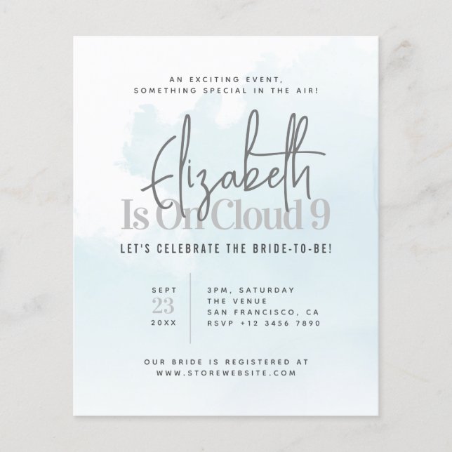 Flyer Está no Chá de panela Moderno Cloud Nine (Frente)