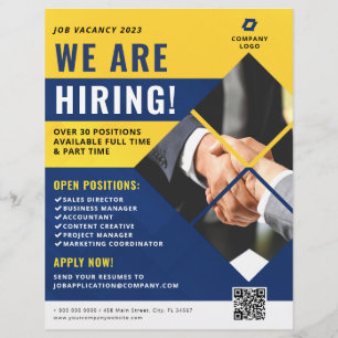 Flyer Estamos Contratando o Código QR de Foto da Empresa