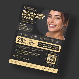 Flyer Esteticista Cosmetologista Elegante Preto