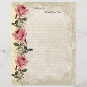 Flyer Estilo Barroco Vintage Rosa Amarelo em Cream Lace