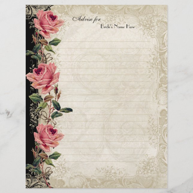 Flyer Estilo Barroco Vintage Rosa Black n Cream Lace (Frente)