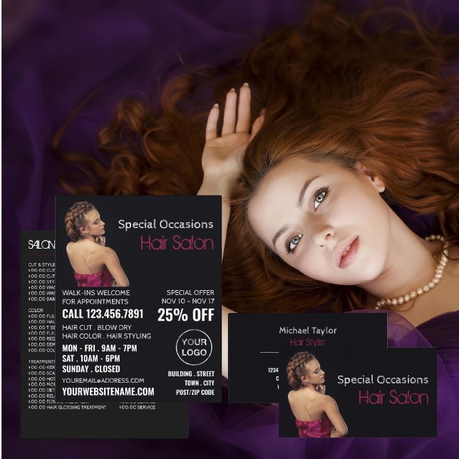 Flyer Estilo de Cabelo Elegante, Cabeleireiro, Salão de  (Criador carregado)