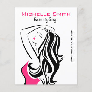 Flyer Estilo de Cabelo Feminino Preto e Rosa Moda Garota
