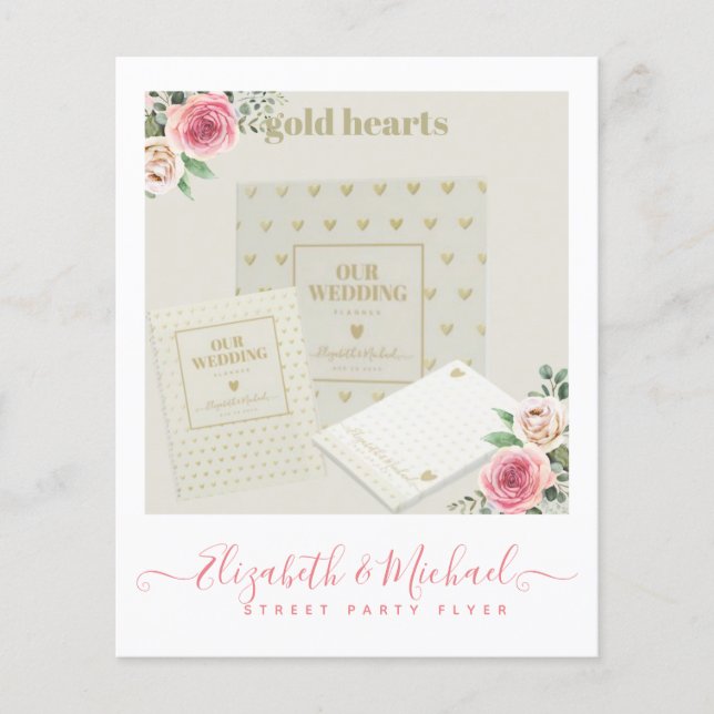 Flyer Estilo de Festa de Rua Design de Casamento Pink (Frente)