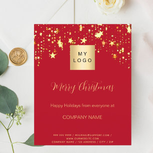 Flyer Estrelas de ouro vermelho de Natal negócio QR Face