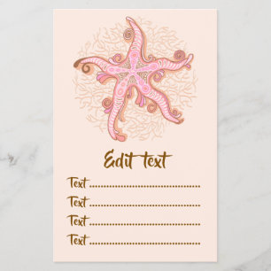 Flyer Estrelas-do-mar e Coral Padrão Pastel Rosa