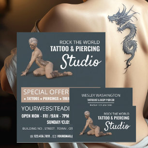 Flyer Estúdio Tatuado para mulheres, tatuagem e perfura