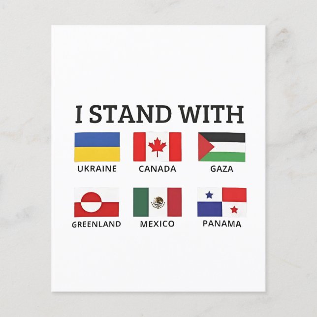 Flyer Eu fico com o Canadá México Gaza Ucrânia (Frente)