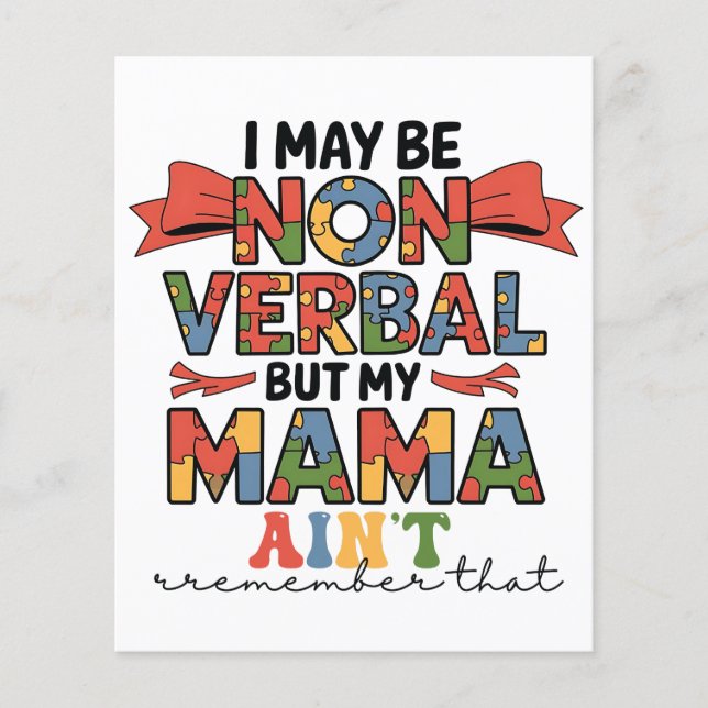 Flyer Eu posso ser não-verbal, mas minha mãe não é autis (Frente)